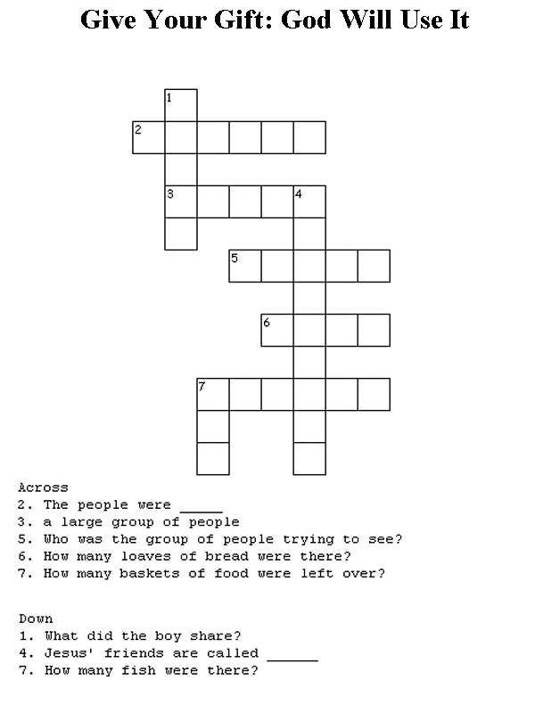 Give Your Gift Crossword Puzzle