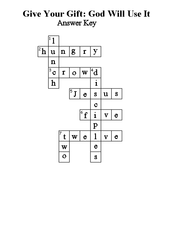 Give Your Gift Crossword Puzzle Answer Key