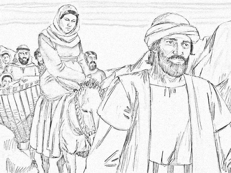 Mary and Joseph traveled to the town of Bethlehem where her baby was about to be born