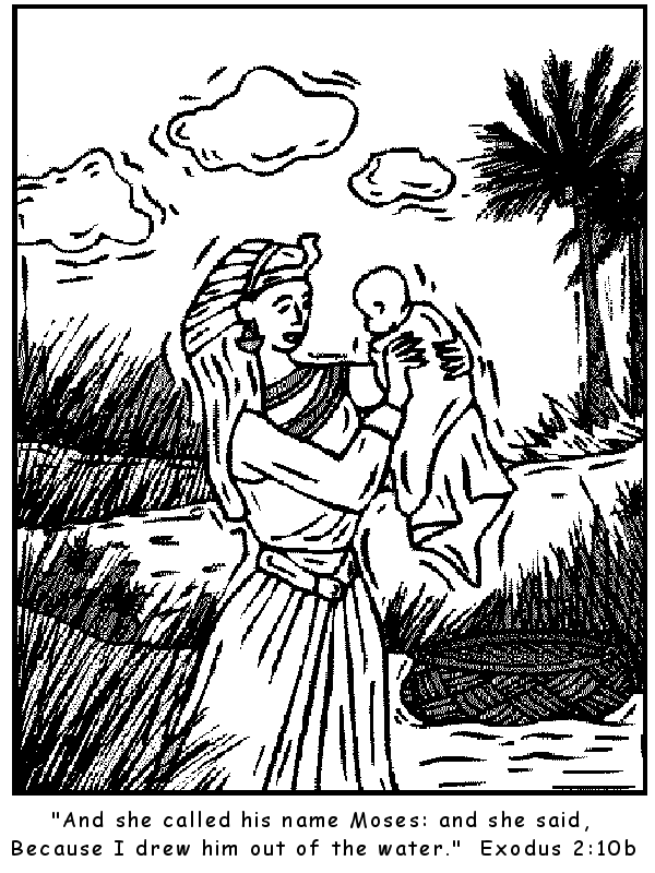 Princess Finds Baby Moses Coloring Page