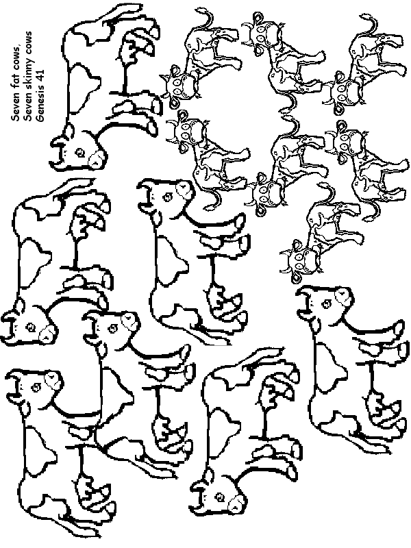 7 Fat Cows, 7 Skinny Cows Coloring Page