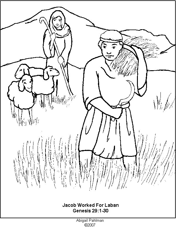 Jacob worked for Laban coloring page Genesis 19 verses 1-30