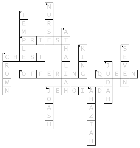 Joash The Child Who Was a King Crossword Answer Key