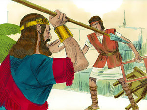 Saul suddenly hurled his spear at David