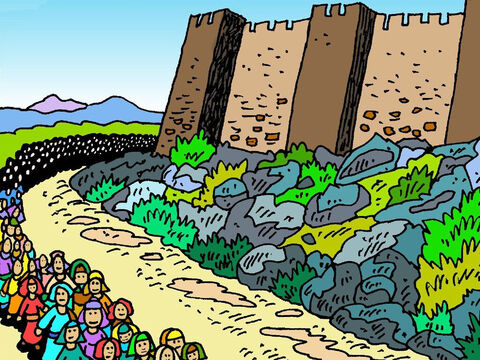 The Israelites walked around the outside of the wall once a day for six days