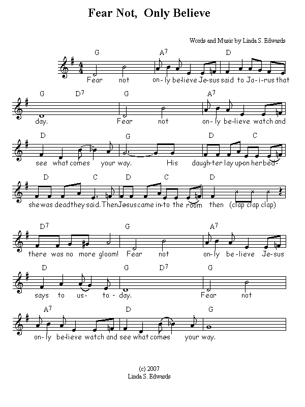 Fear Not Only Believe Sheet Music