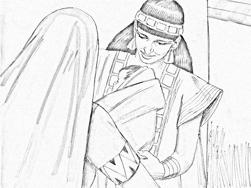 The princess tells Miriam to take the baby and find a nurse for him