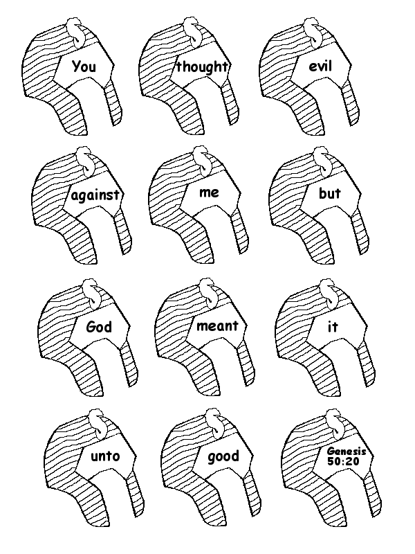 Genesis 50 verse 20 Color Cut and Scramble for Joseph Bible Story