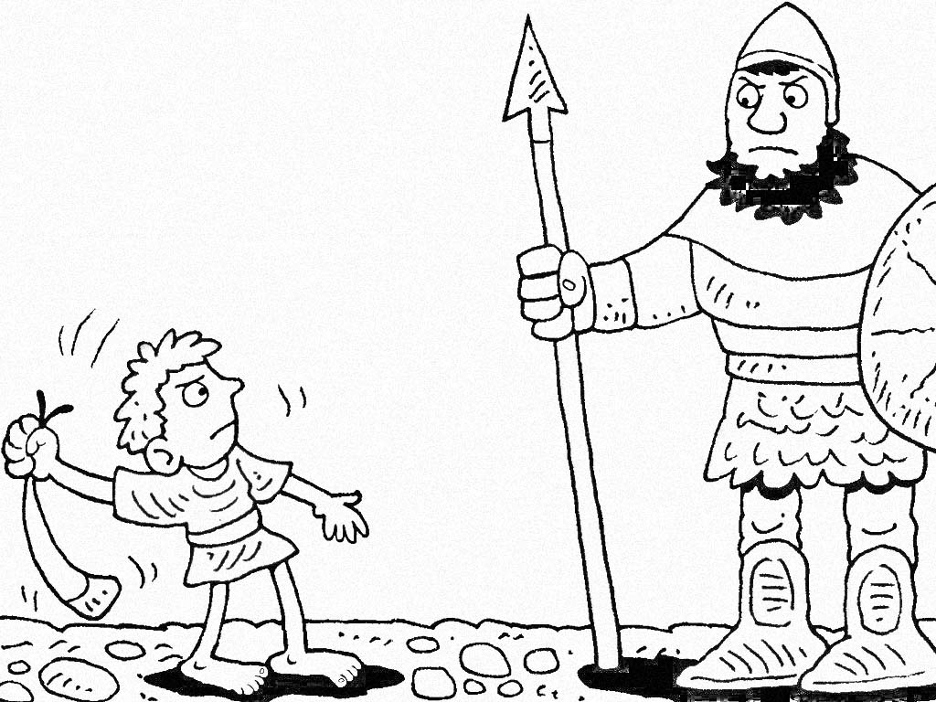 A Boy a Giant and a Slingshot coloring page