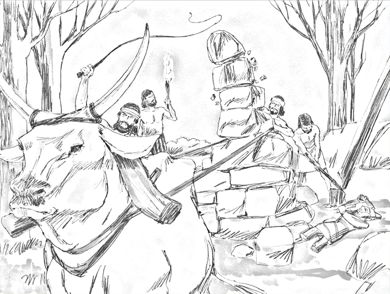 Gideon tearing down the idol