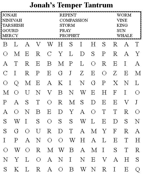 Jonah My Poor Gourd Word Search