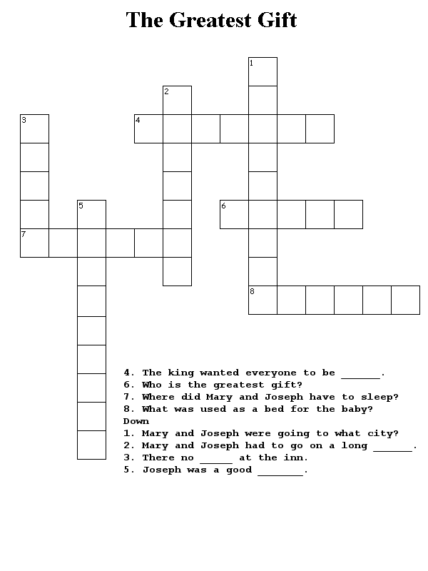 The Greatest Gift Crossword Puzzle