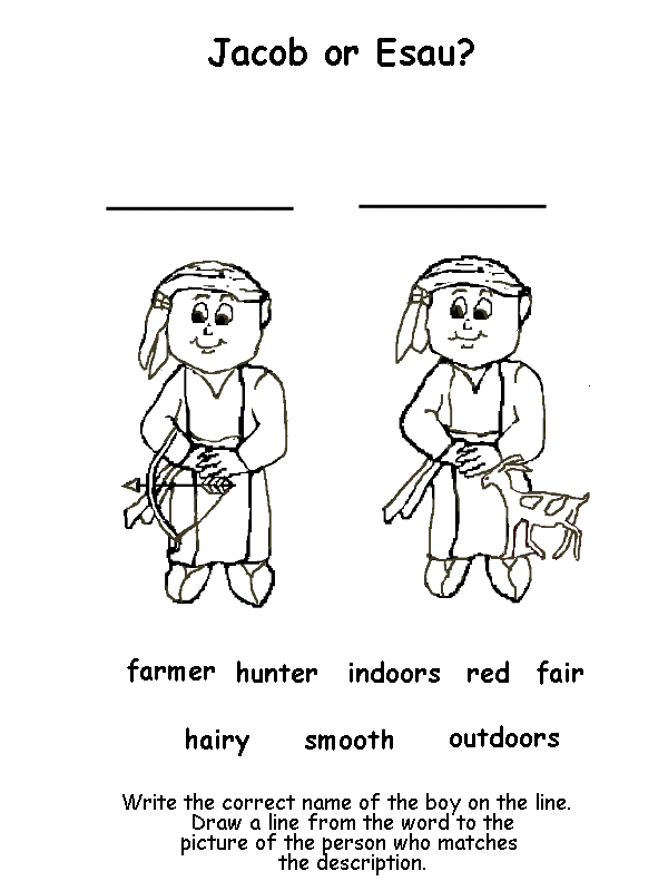 Jacob and Esau Matching Activity for Children\s Chapel