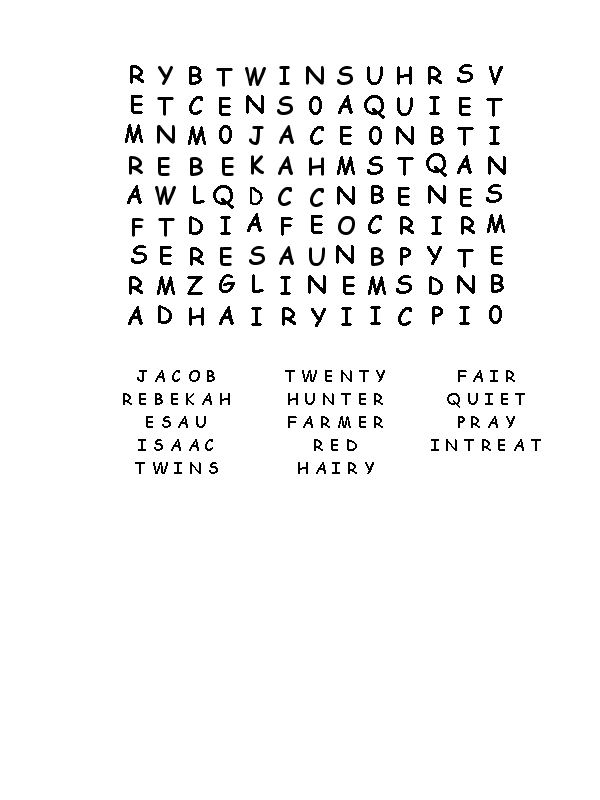 Jacob and Esau Word Search