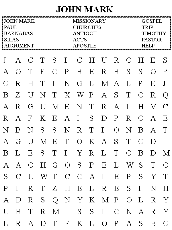 John Mark Word Search