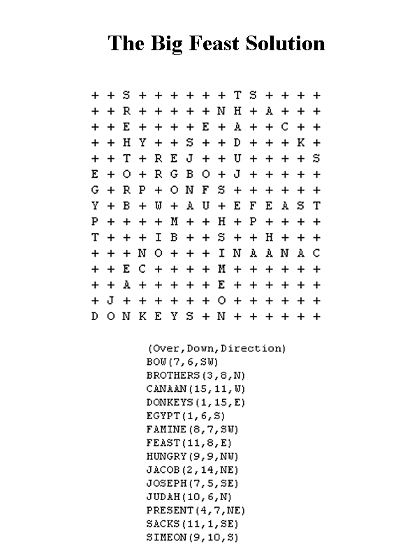 Joseph Word Search Solution