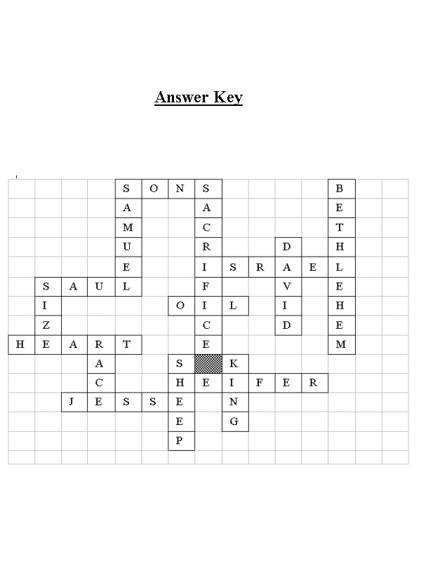 God Chooses a New King Crossword Puzzle Answer Key