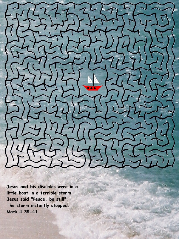 Jesus Calms the Storm Maze on Photo Background