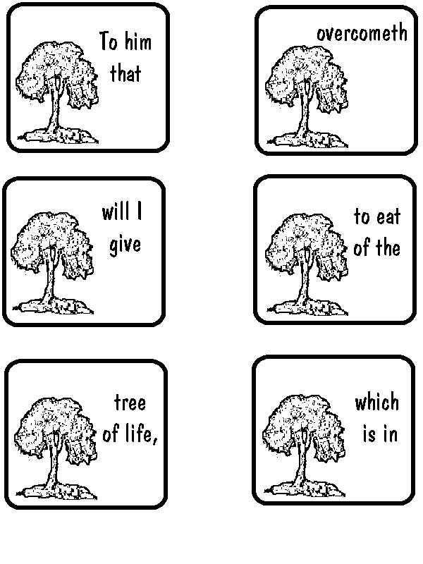 Revelation chapter 2 verse 7b memory activity page 1