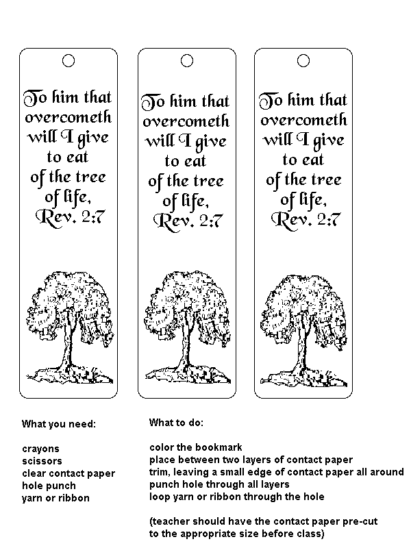 Revelation 2 verse 7 Bookmark Craft