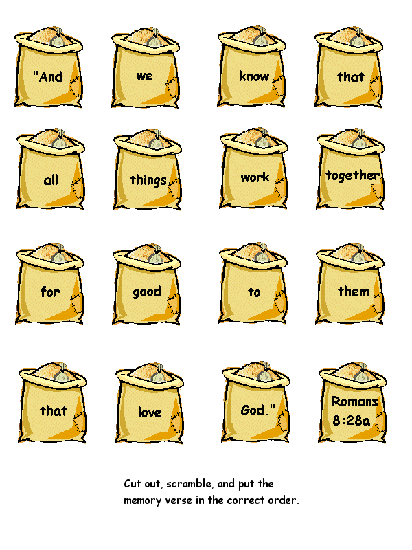Romans 8 28 Cut and Scramble Activity for Joseph Bible Story
