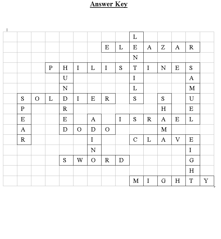 Bean Patch Bible story crossword puzzle answer key