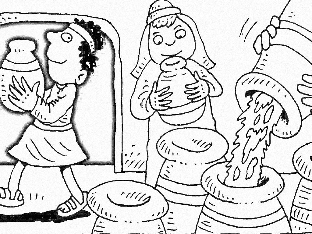 First Miracle of Jesus Coloring Page