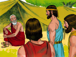 Abramham sees three visitors coming