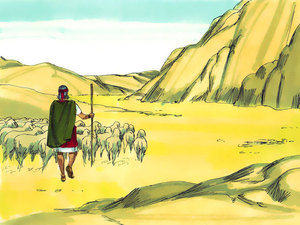 Moses lived in Midian near his father-in-law and his job was to take care of the sheep