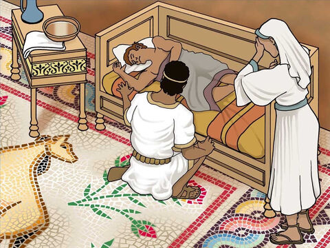A very dear servant lay on his
bed so sick he was ready to die