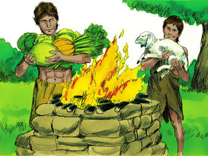 When the garden was ready Cain picked the BEST of his plants and brought these gifts to the Lord. At the same time his younger brother Abel picked the BEST of his lambs and brought HIS gift to the Lord