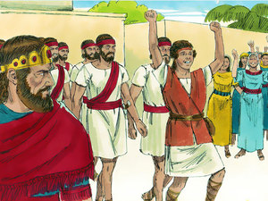 Something happened when the army returned home in great victory
after the giant Goliath had been slain