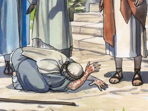 Luke watched as the leper rushed towards the man and fell on his face at his feet