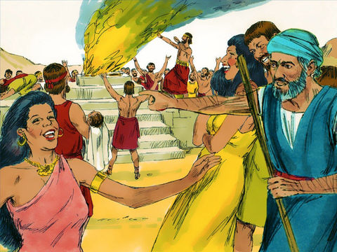 People were dancing wildly around a golden calf