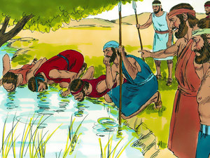 Only 300 men drank from their hands showing they were alert and on their guard at all times