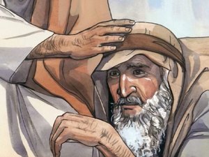 The man leaned down and touched the leper