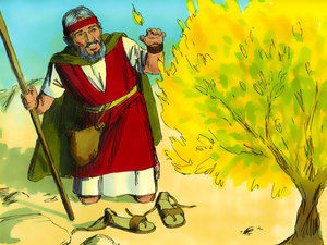 The voice was coming from the bush that was on fire