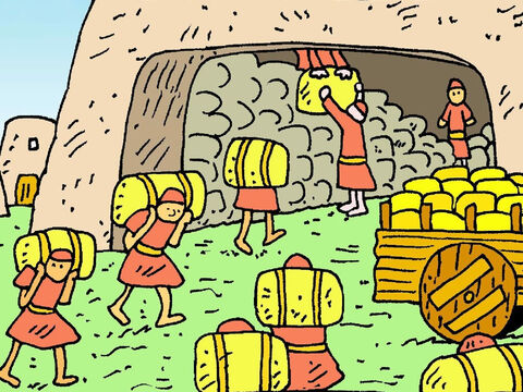 Joseph did as God told him and stored lots of food so they could be ready for the famine that was coming
