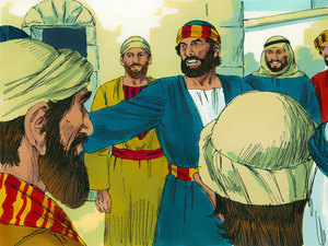 Peter stood up and started to preach to all the people standing outside