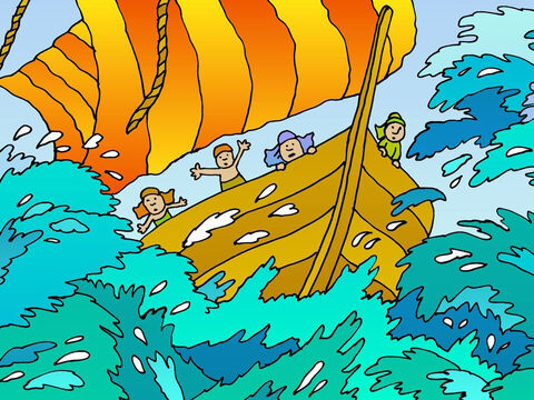 God sent a great storm upon the board and everyone on board feared the ship was going to sink