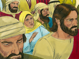 A woman pushed her way into the crowd and tried to touch Jesus