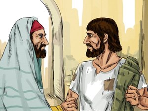 The leaders of the temple saw the man and confronted him