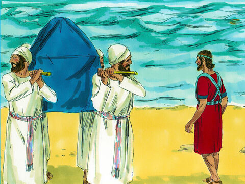As soon as the soles of the priests carrying the Ark left the riverbed the water of the Jordan returned with a mighty rush to the level it was before