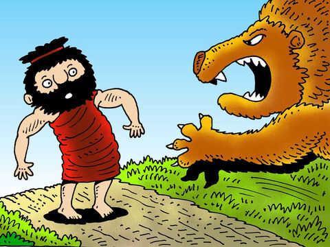 Suddenly the young lion attacked Samson
