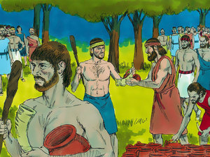 Gideon gave each man a trumpet and also a torch inside a clay jar to hide the light of the flames