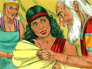 Hagar holding Ishmael