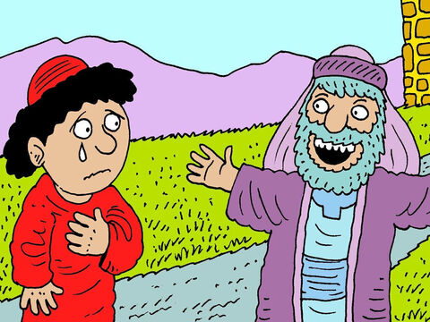 The lost sons father grabbed him with wide-open arms and hugged him