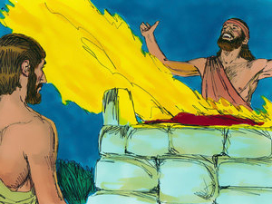 Gideon and his servants sacrificed the bull on the altar they had built to the Lord
