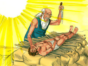  Abraham picked up his knife