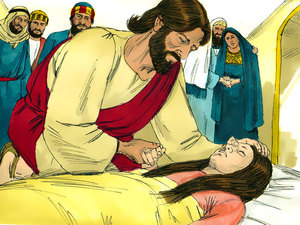 Jesus took the little girl by
the hand